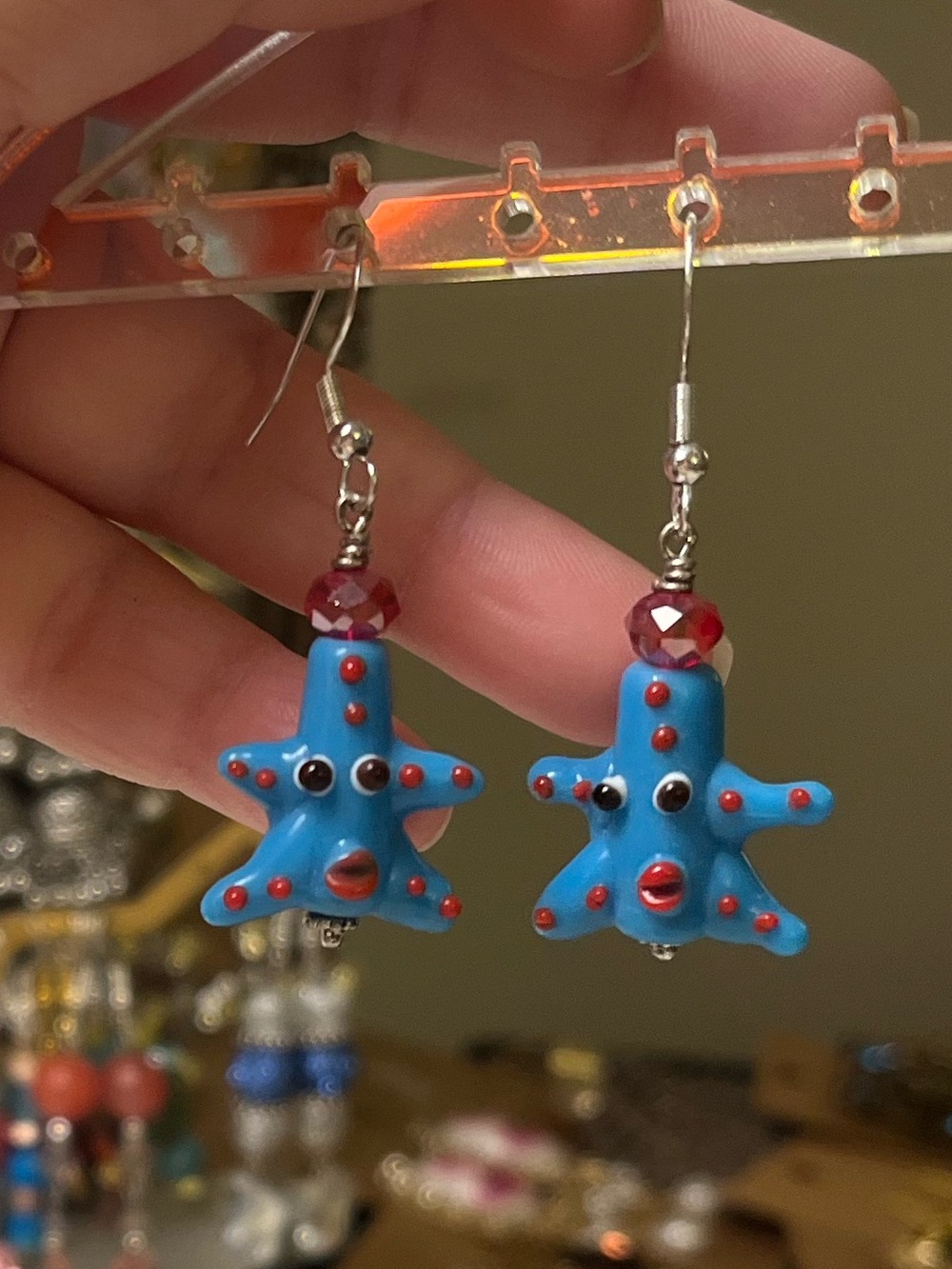 Handmade Starfish Beaded Earrings